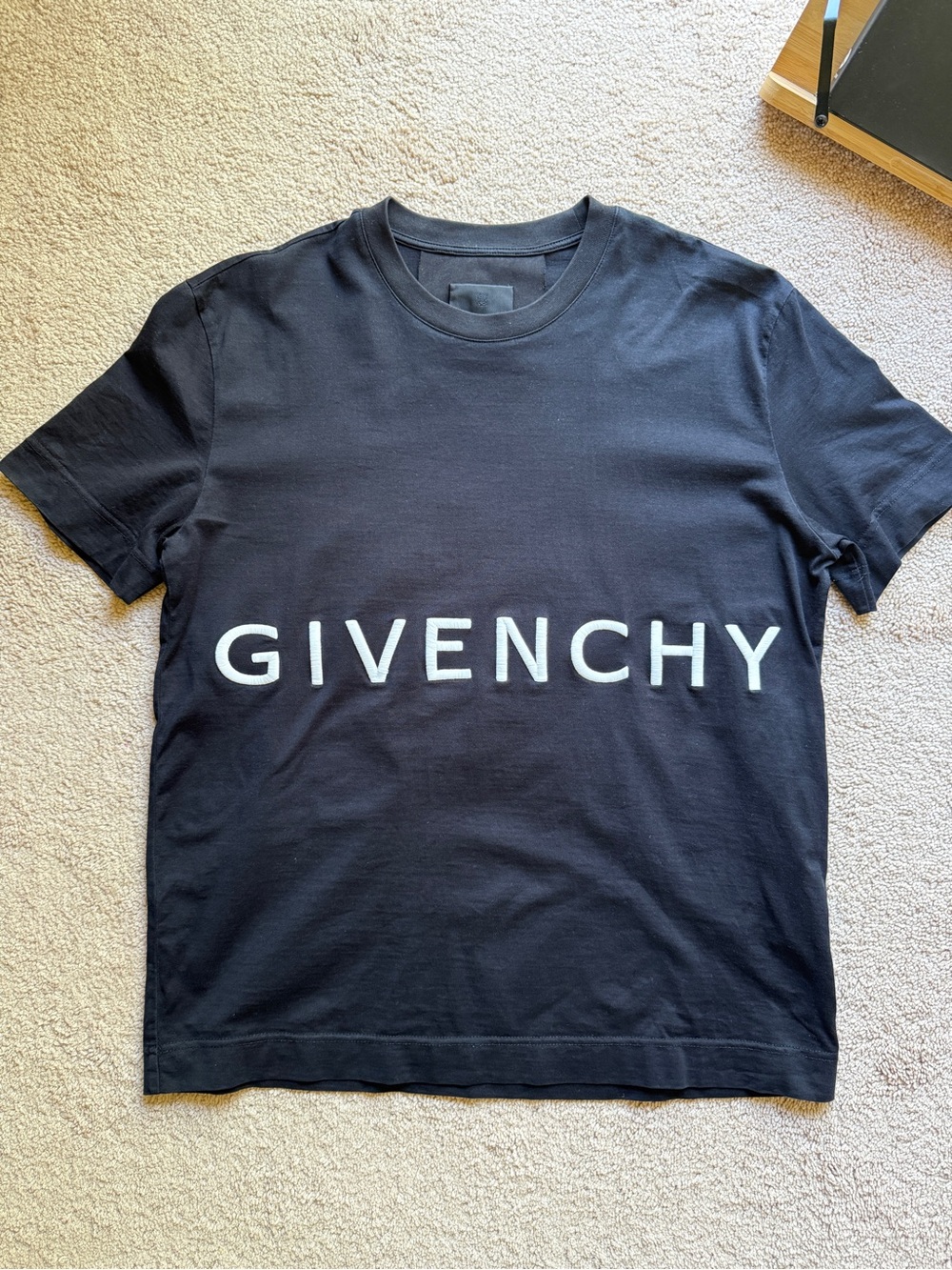 Givenchy Black Tee with White Center Logo